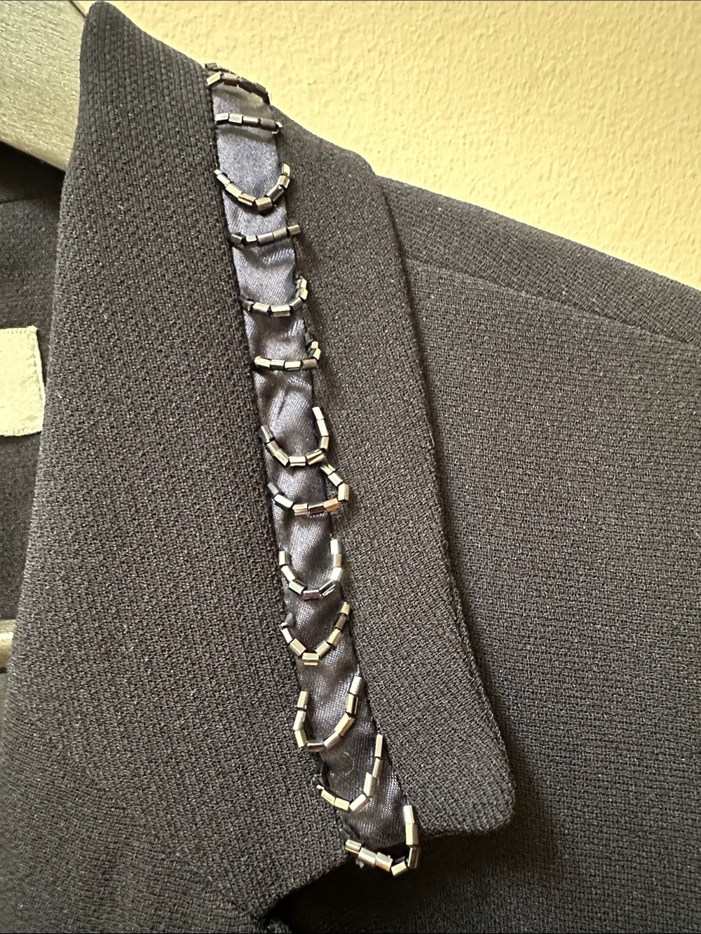 Navy Beaded-Trim Single-Button Blazer - Picture 4 of 7